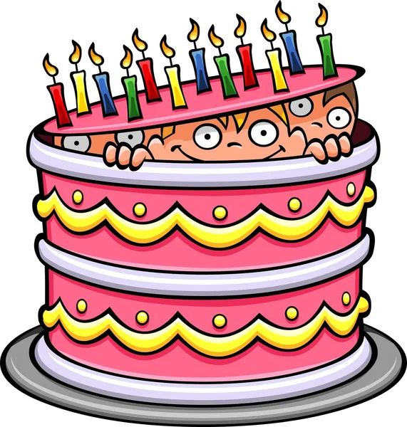 Pink birthday cake — Stock Vector