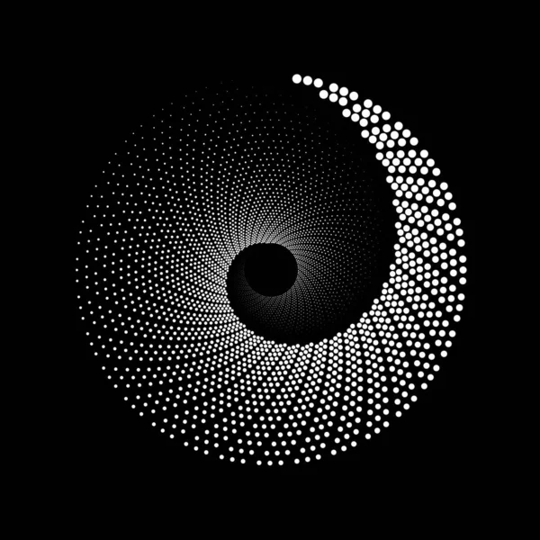 Abstracte Witte Spiraal Halve Toon Stippen Vorm Geometrische Kunst Trendy — Stockvector