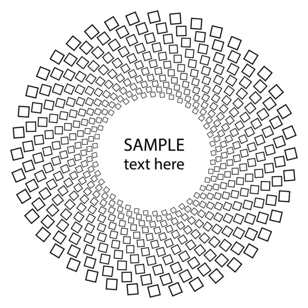 Zwarte Concentrische Holle Vierkanten Cirkelvorm Design Element Voor Frames Randen — Stockvector