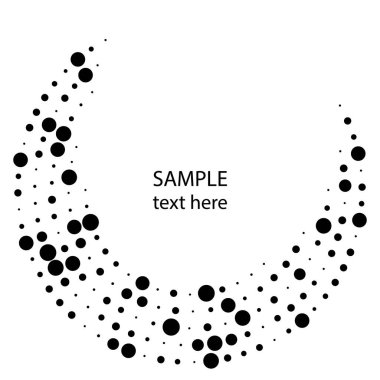 Siyah kıvrımlı yarım tonlu benekli çizgiler. Geometrik sanat. Çerçeve, logo, dövme, işaret, sembol, ağ, baskılar, posterler, şablon, model ve soyut arkaplan için modaya uygun tasarım ögesi