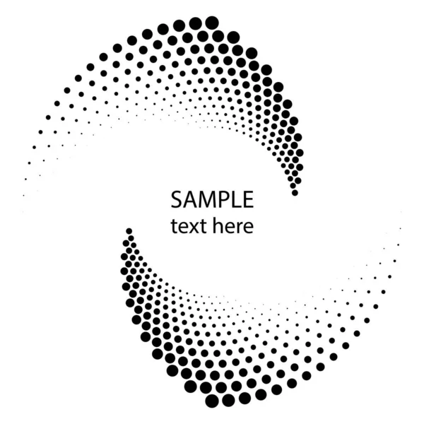 Siyah yarım tonlu noktalı çizgiler sarmal formda. Geometrik sanat. Çerçeve, logo, dövme, işaret, sembol, ağ, baskılar, posterler, şablon, model ve soyut arkaplan için modaya uygun tasarım ögesi