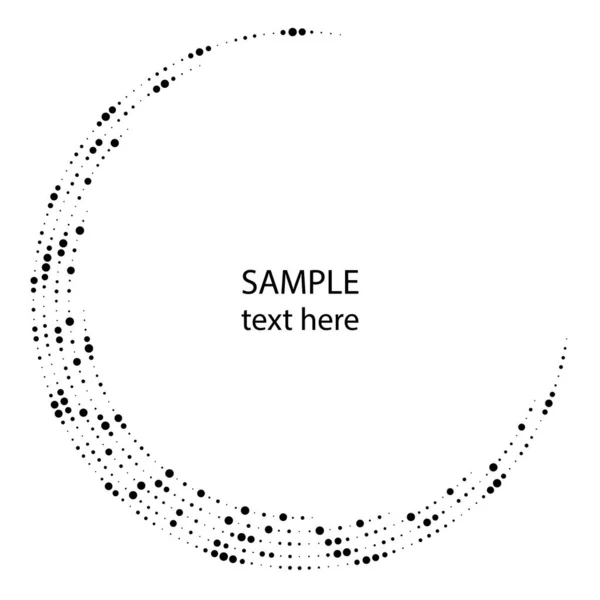 黒の放射状の同心円状の抽象的なハーフドット 幾何学芸術 フレーム タトゥー サイン シンボル ウェブ プリント ポスター テンプレート — ストックベクタ