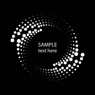 Yarım tonluk beyaz çizgiler yuvarlak formda. Geometrik sanat. Çerçeve, logo, dövme, işaret, sembol, ağ, baskılar, posterler, şablon, model ve soyut arkaplan için modaya uygun tasarım ögesi