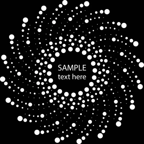 Beyaz yarım tonlu noktalar spiral şeklinde. Geometrik sanat. Çerçeve, logo, dövme, işaret, sembol, ağ, baskılar, posterler, şablon, model ve soyut arkaplan için modaya uygun tasarım ögesi