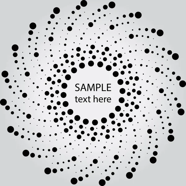 Sarmal Formda Siyah Yarım Tonlu Noktalar Geometrik Sanat Çerçeve Logo — Stok Vektör