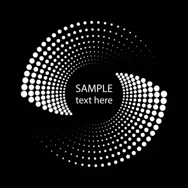 Beyaz, kalın yarım tonlu benekli çizgiler daire şeklinde. Geometrik sanat. Çerçeve, logo, dövme, işaret, sembol, ağ, baskılar, posterler, şablon, model ve soyut arkaplan için modaya uygun tasarım ögesi