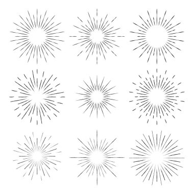 Çizgi roman için siyah güneş patlaması vektör çizimi. Eski model. Çember şeklinde. Soyut arkaplan. Yıldız ışınları. Gün doğumu. Çerçeveler, baskılar, ağ, şablon, logo ve desen için tasarım ögesi