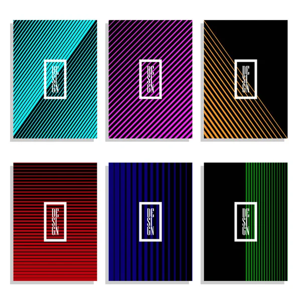 Ein Set Abstrakter Farbenfroher Streifen Broschüren Design Vektorillustration Vorlage Für — Stockvektor