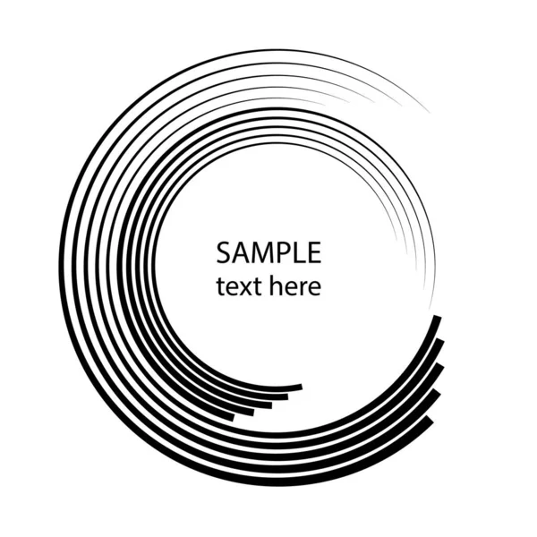 Bandes Courbes Concentriques Noires Forme Cercle Illustration Vectorielle Élément Design — Image vectorielle