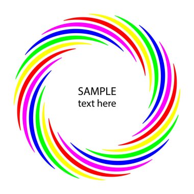 Daire şeklinde renkli dairesel kıvrımlı çizgiler. Vektör çizimi. Posterler, afişler, broşürler, çocuk kitapları, kapaklar ve soyut arkaplanlar için şablon