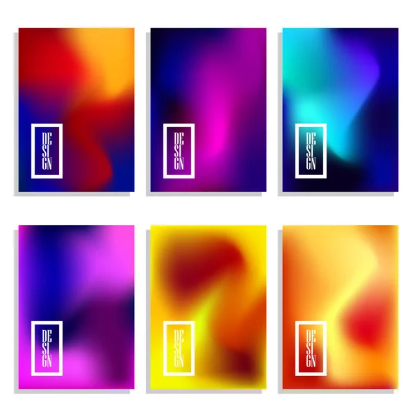 Conjunto Diseño Folleto Borroso Colorido Abstracto Forma Geométrica Ilustración Vectorial — Vector de stock