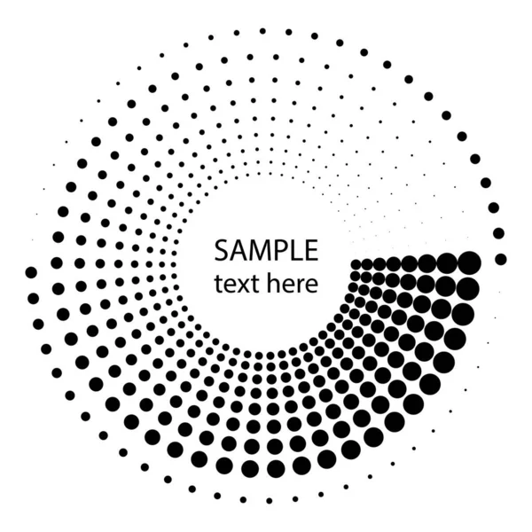 Černý Soustředný Půltón Tečkovanými Pruhy Geometrické Umění Moderní Designový Prvek — Stockový vektor