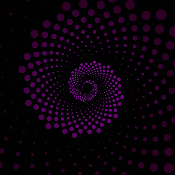 Violet Vortex Form Halftone Dots Geometric Art Trendy Design Element — Stock Vector