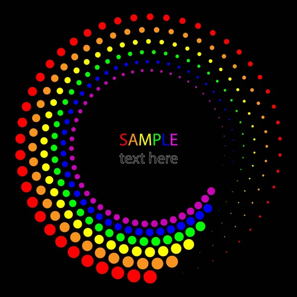 Radiale Halbtonpunkte Regenbogenfarben Geometrische Kunst Gestaltungselement Für Rahmen Logo Schild — Stockvektor