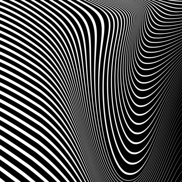 Abstracte Kromming Zebra Patroon Met Witte Lijnen Optische Kunst Digitaal — Stockvector