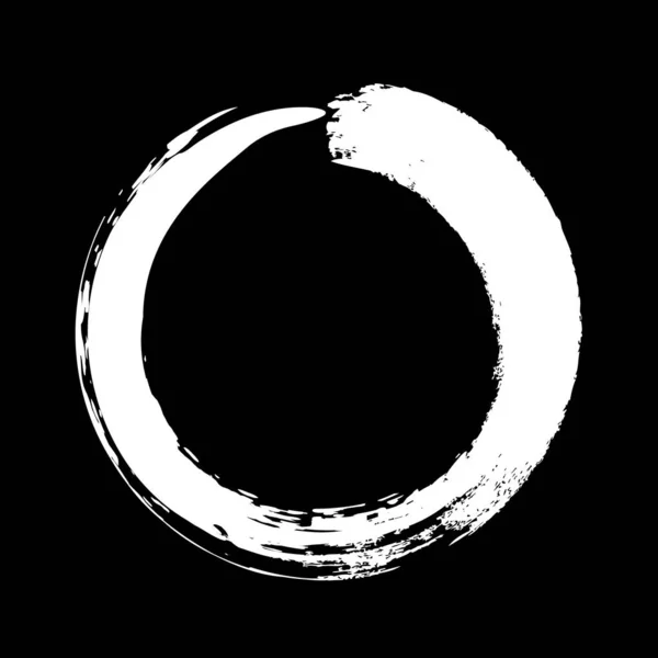 Forme Cercle Grunge Blanc Symbole Zen Enso Blanc Étiquette Circulaire — Image vectorielle