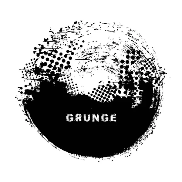 Éclaboussure Arrondie Fond Grunge Coup Pinceau Vectoriel Poussière Recouvre Grain — Image vectorielle
