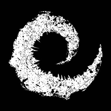 Soyut beyaz grunge dalgalı fırça darbesi. Vektör çizimi. Sörf simgesi, amblem, rozet, logo, bayrak, dövme ve soyut arkaplan için moda tasarım unsuru. İğrenç bir tarz.