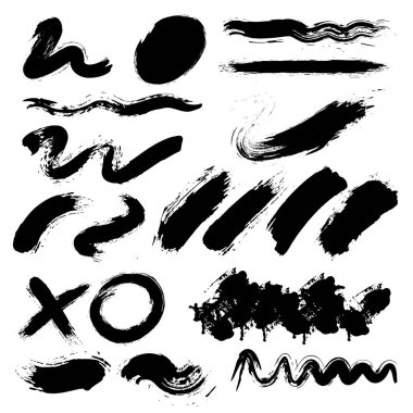 Siyah ve beyaz grunge dokuları kümesi, vektör illüstrasyonu