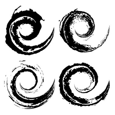 Siyah ve beyaz grunge dokuları kümesi, vektör illüstrasyonu