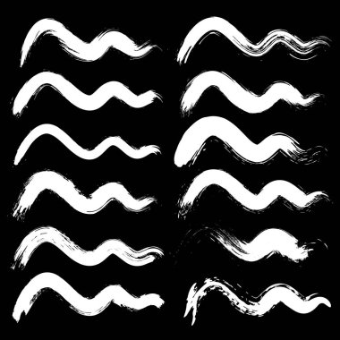 Siyah ve beyaz grunge dokuları kümesi, vektör illüstrasyonu