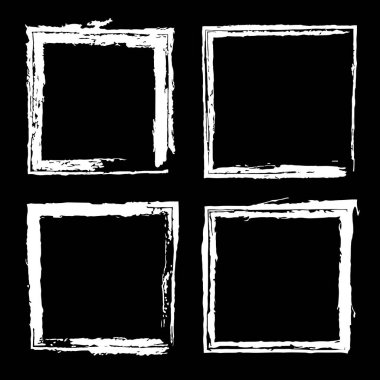 Siyah ve beyaz grunge dokuları kümesi, vektör illüstrasyonu