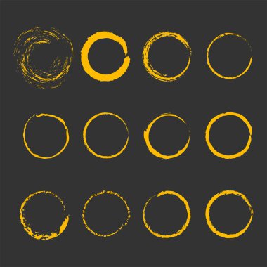 Sarı grunge dokuları kümesi, vektör illüstrasyonu