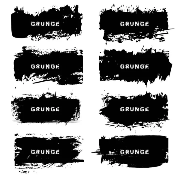 Set Black White Grunge Textures Vector Illustration — Stock Vector