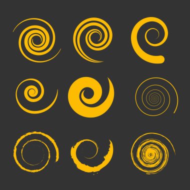 Sarı grunge dokuları kümesi, vektör illüstrasyonu