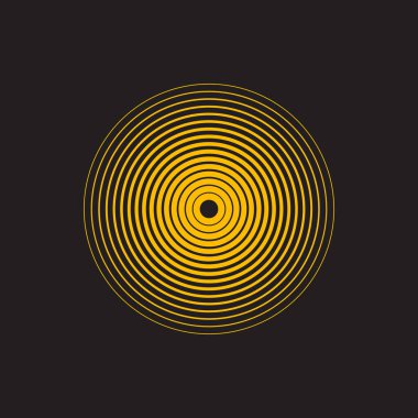 Daire ve spiral formda sarı üçgen çizgiler kümesi, vektör illüstrasyonu