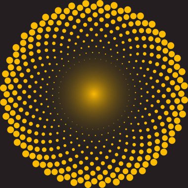 Sarı yarıçap yarım ton noktalar daire şeklinde, vektör illüstrasyonu