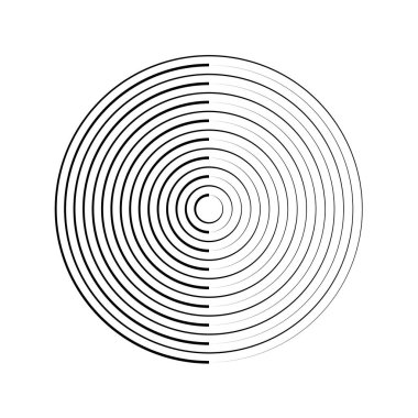 Yuvarlak biçimli siyah eşmerkezli çizgiler, vektör illüstrasyonu