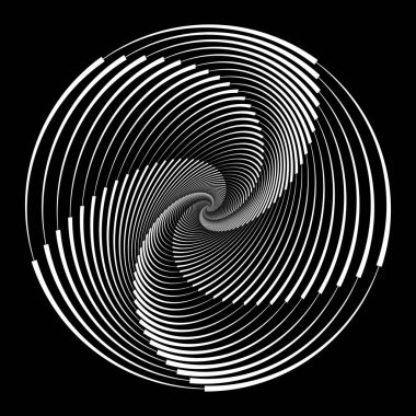 Beyaz soyut döndürülmüş hız çizgileri spiral formda, vektör illüstrasyonu