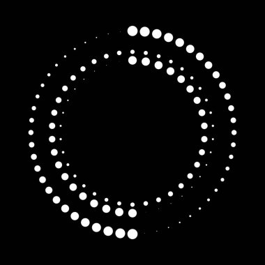 Beyaz yarım ton noktalar daire şeklinde, vektör illüstrasyonu