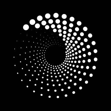 Sarmal formda beyaz yarım ton noktalar, vektör illüstrasyonu