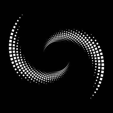 Beyaz kare yarım tonlu benekli çizgiler girdap şeklinde, vektör illüstrasyonu