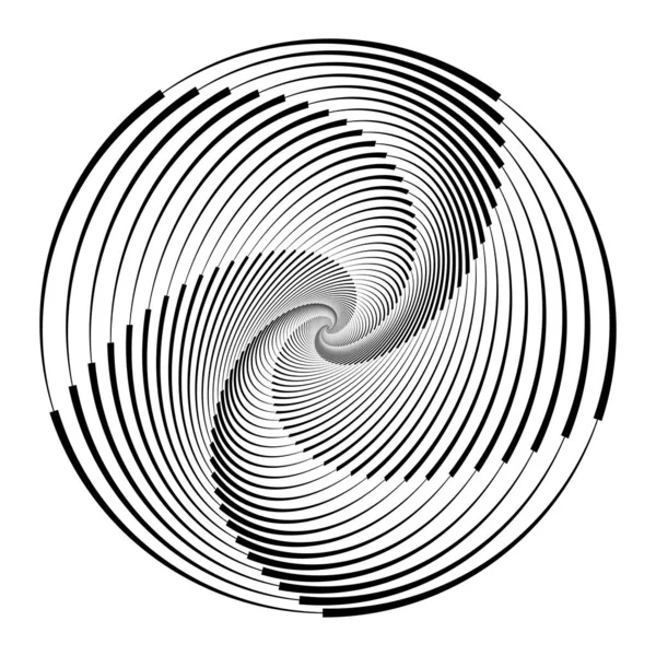 Black Abstract Rotated Speed Lines Spiral Form Vector Illustration — Stock Vector