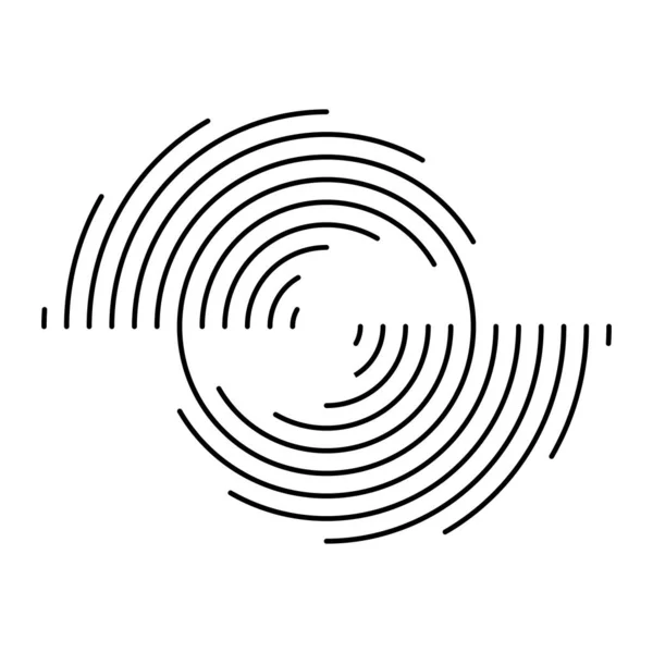 丸い形の黒い同心円状の縞 ベクトルイラスト — ストックベクタ