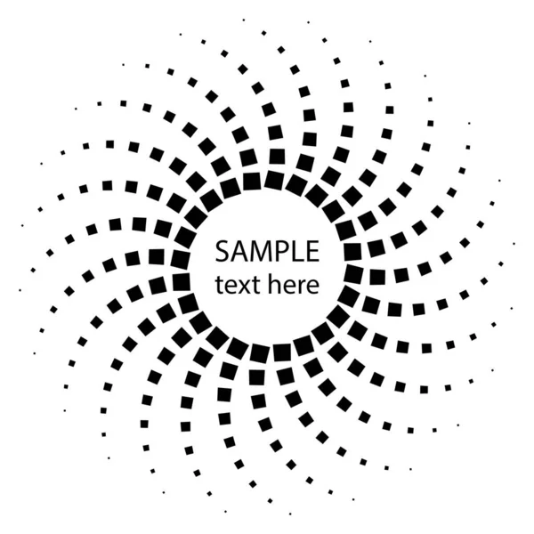 Schwarze Kurvige Halbtonquadratpunkte Kreisform Vektorabbildung — Stockvektor