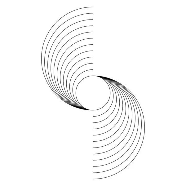 Linhas Curvas Pretas Conectando Forma Círculo Ilustração Vetorial — Vetor de Stock