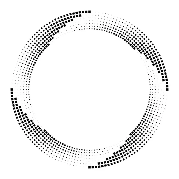 Zwarte Vierkante Halve Toon Gestippelde Strepen Ringvorm Vectorillustratie — Stockvector