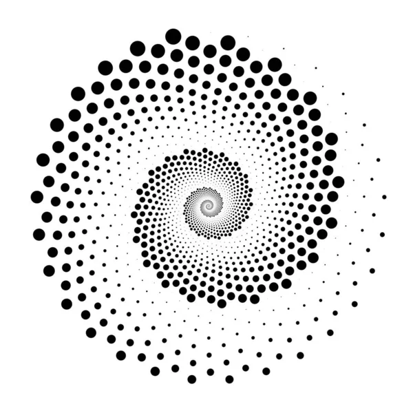 Black Vortex Dotted Shape Vector Illustration — Stock Vector