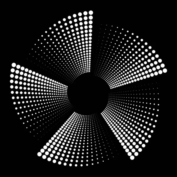 白いハーフトーンの扇型の縞模様 ベクトルイラスト — ストックベクタ
