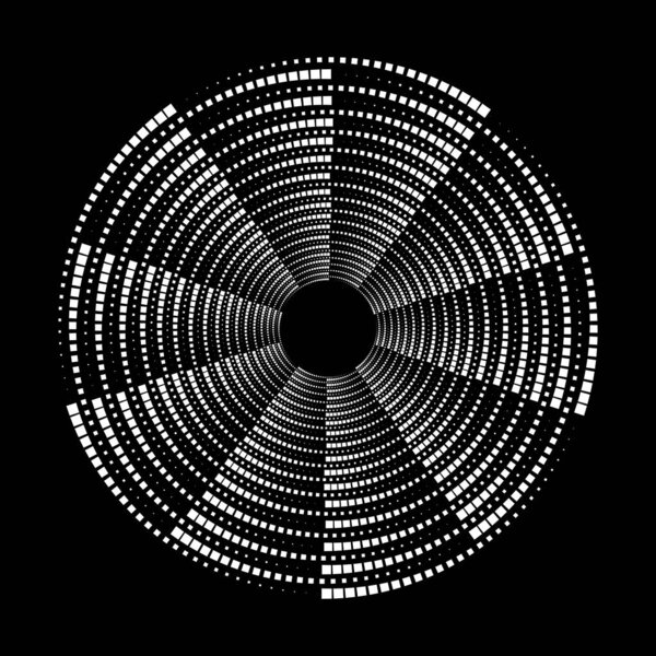 Белая полутоновая пунктирная форма в форме круга, векторная иллюстрация