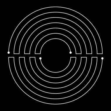 Soyut döndürülmüş yuvarlak şekil, vektör illüstrasyonu