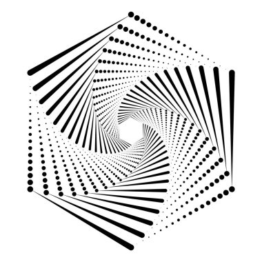 Soyut döndürülmüş yuvarlak şekil, vektör illüstrasyonu