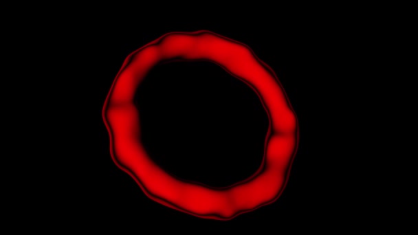 Animatie Van Rode Golvende Ring Draaiend Donkere Achtergrond — Stockvideo