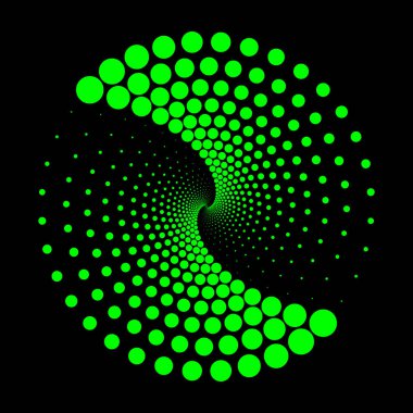 Siyah arkaplanda yeşil yarım ton noktalı şekil