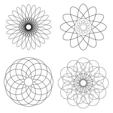 Beyaz arkaplan üzerinde siyah yuvarlak süsler kümesi