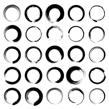 Soyut siyah grunge yuvarlak şekiller kümesi